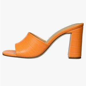 Stylish Orange Block Heel Mules